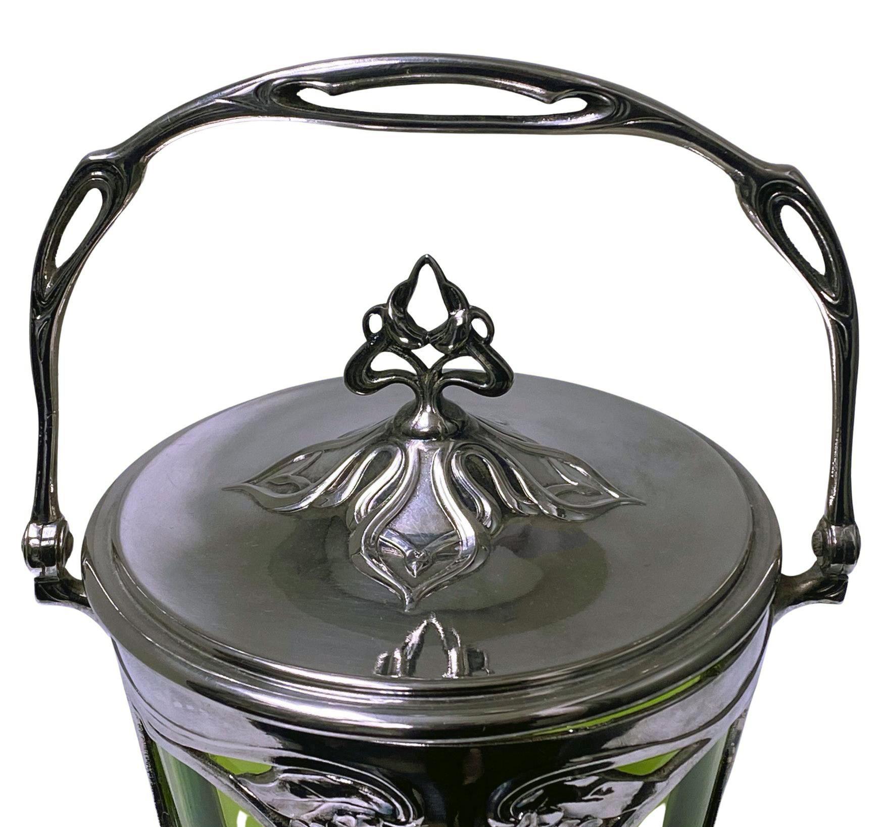 WMF Art Nouveau Silver on Pewter Biscuit Box C. 1906 In Good Condition In Toronto, Ontario