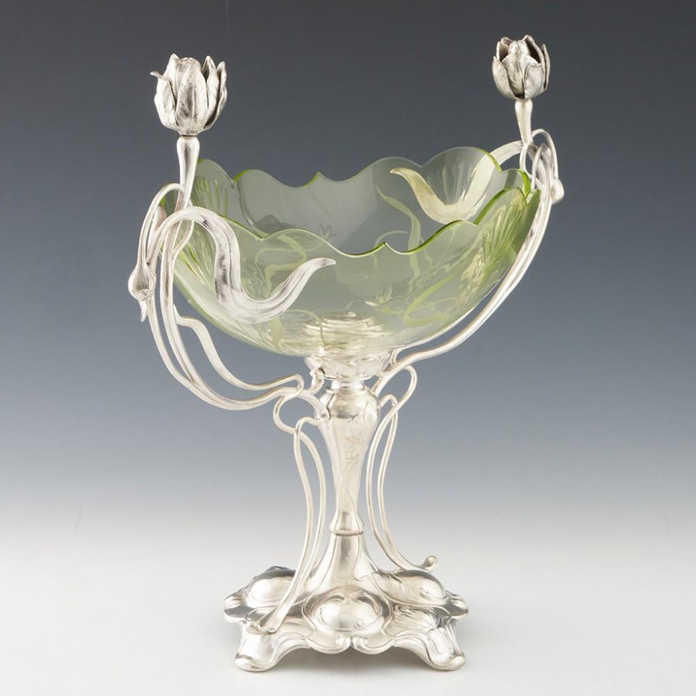 WMF Art Nouveau Silver Plate and Glass Centrepiece c1910 In Good Condition In Tunbridge Wells, GB