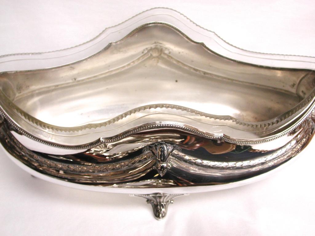 WMF Art Nouveau silver plated and cut glass jardinière dated circa 1900.
This jardinière is a very good example of the quality of work which came from the
Wurttembergische Metallwarenfabrik Factory at the turn of the 20th century.
It is silver