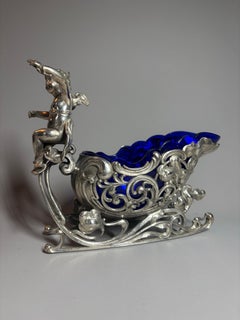 WMF Art Nouveau Silver-Plated Figural Sleigh Sauce Boat with Cherub, circa 1905