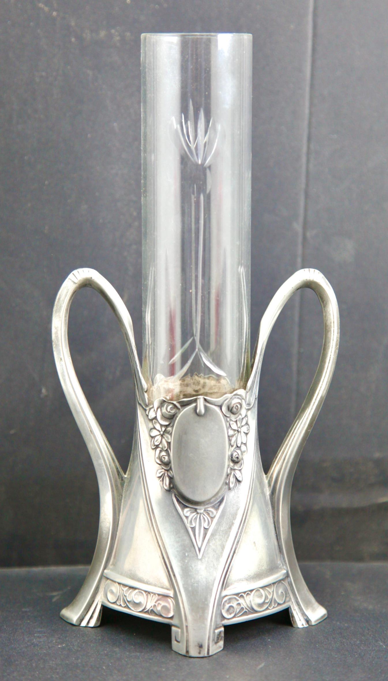 WMF Art Nouveau Sollifleur Whit Detailt Claire graviertes Glas mit Gravur, WMF im Angebot 5