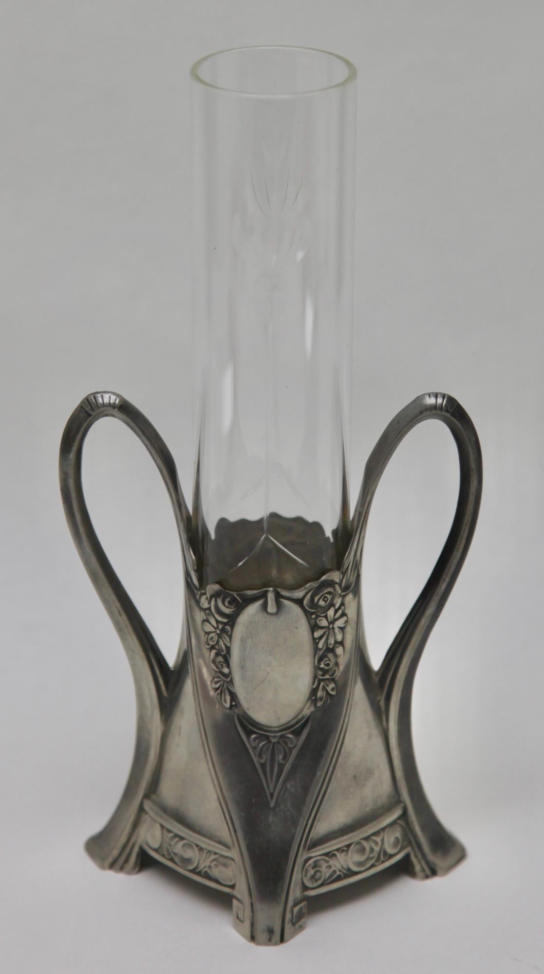 Hand-Crafted WMF Art Nouveau Sollifleur Whit Detailt Claire Engraved Glass For Sale