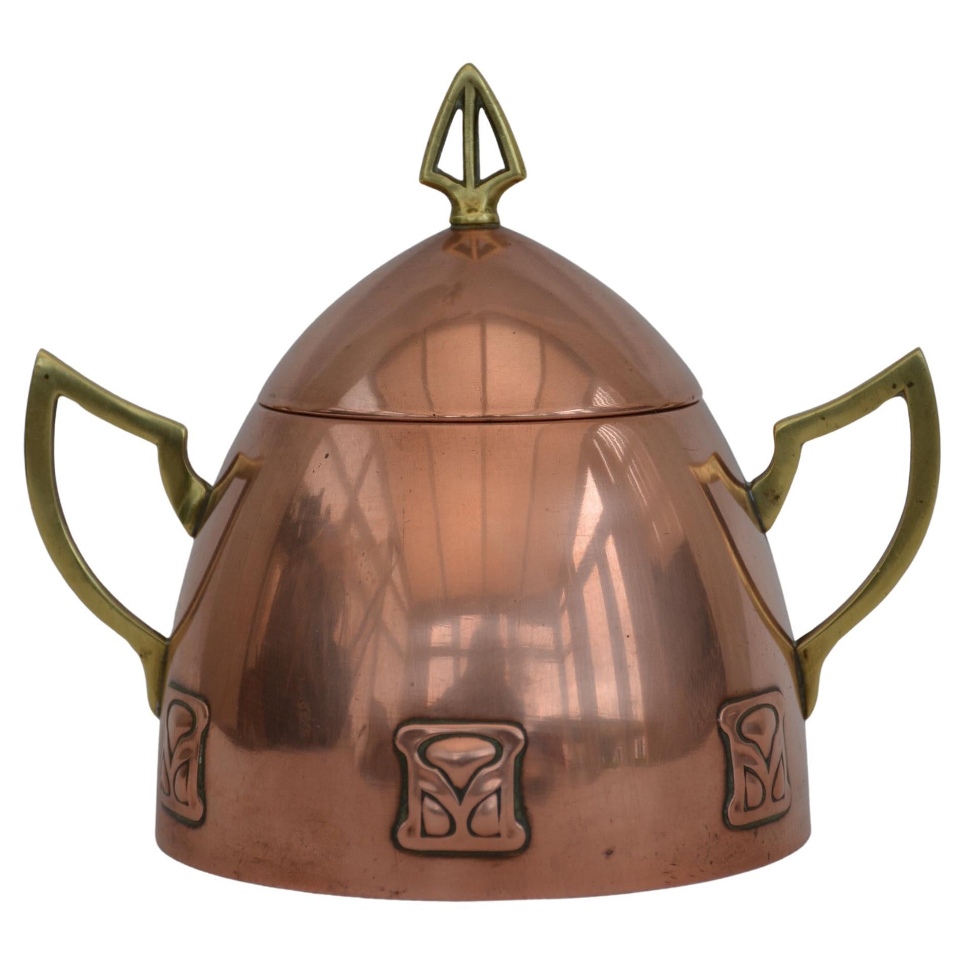 WMF Art Nouveau Sugar Bowl Copper Plated, Secession c1900s For Sale