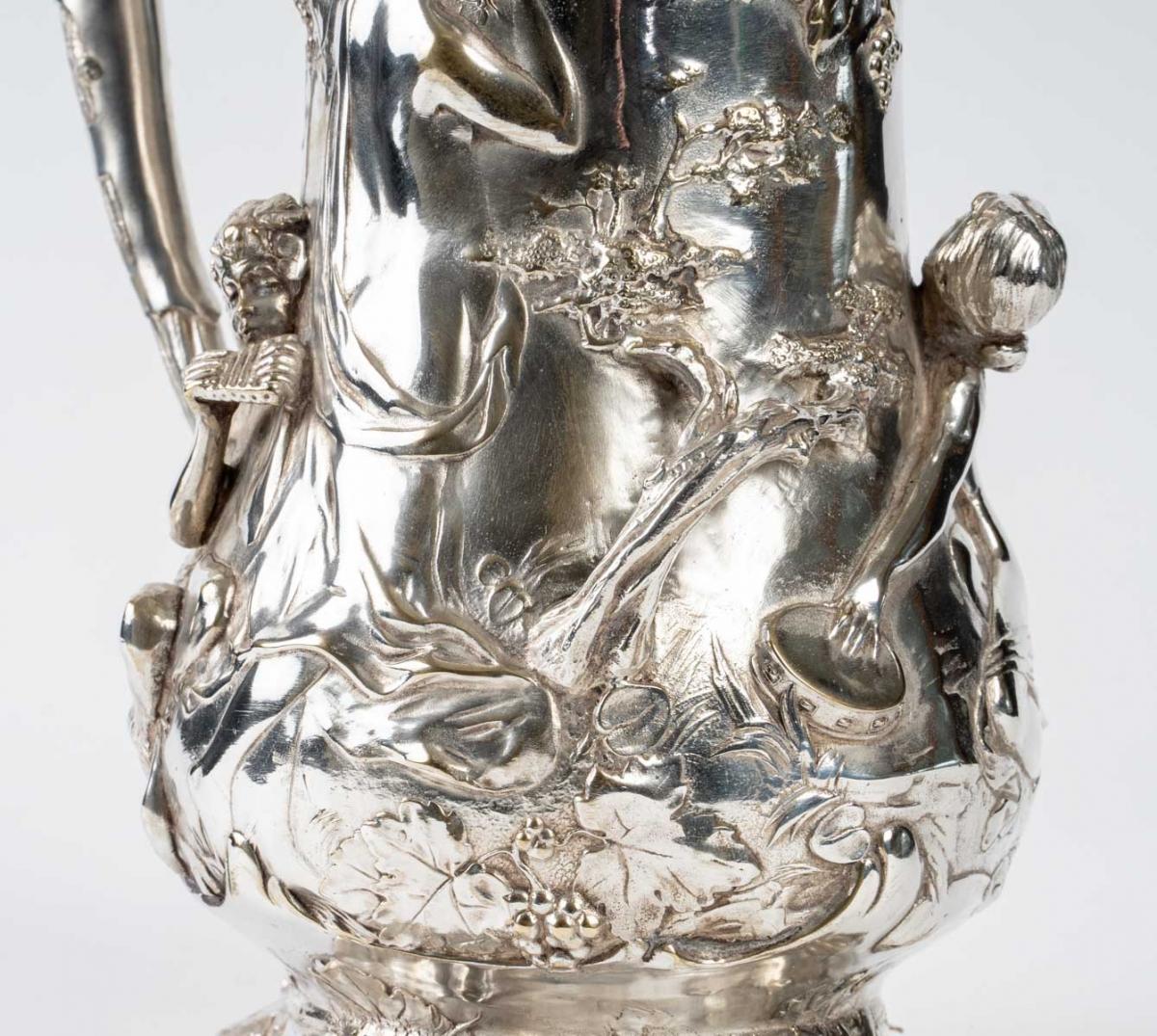 Silvered WMF Beer Pitcher, 1911