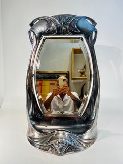 Large WMF Art Nouveau german table mirror in chromed pewter circa 1900