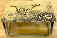 WMF Brass & Crystal Hunting Dog Motif Table Box