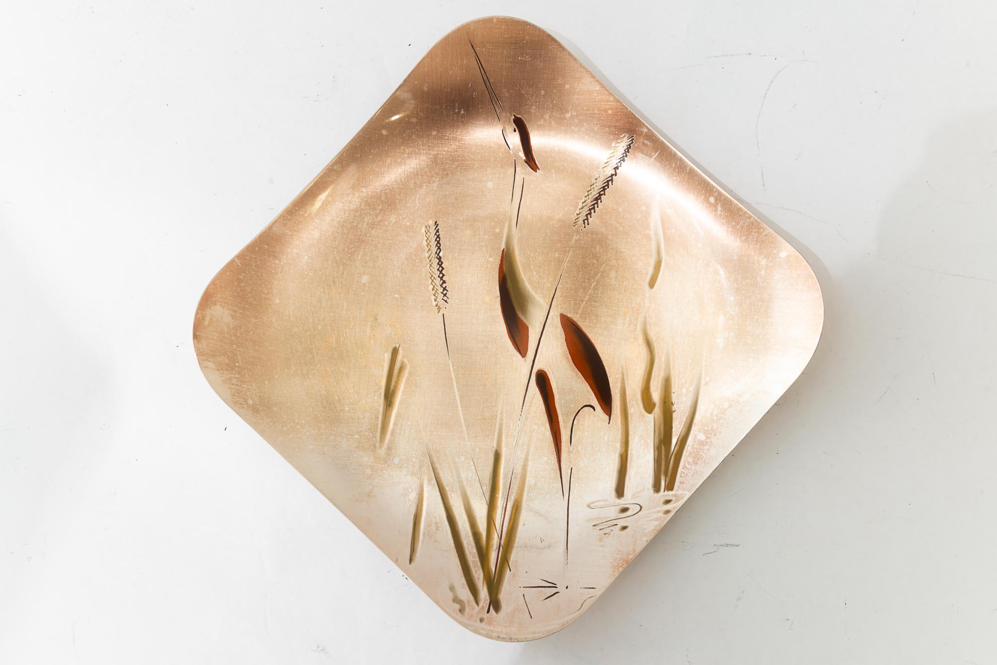 WMF brass painted wall plate around 1950s For Sale 3