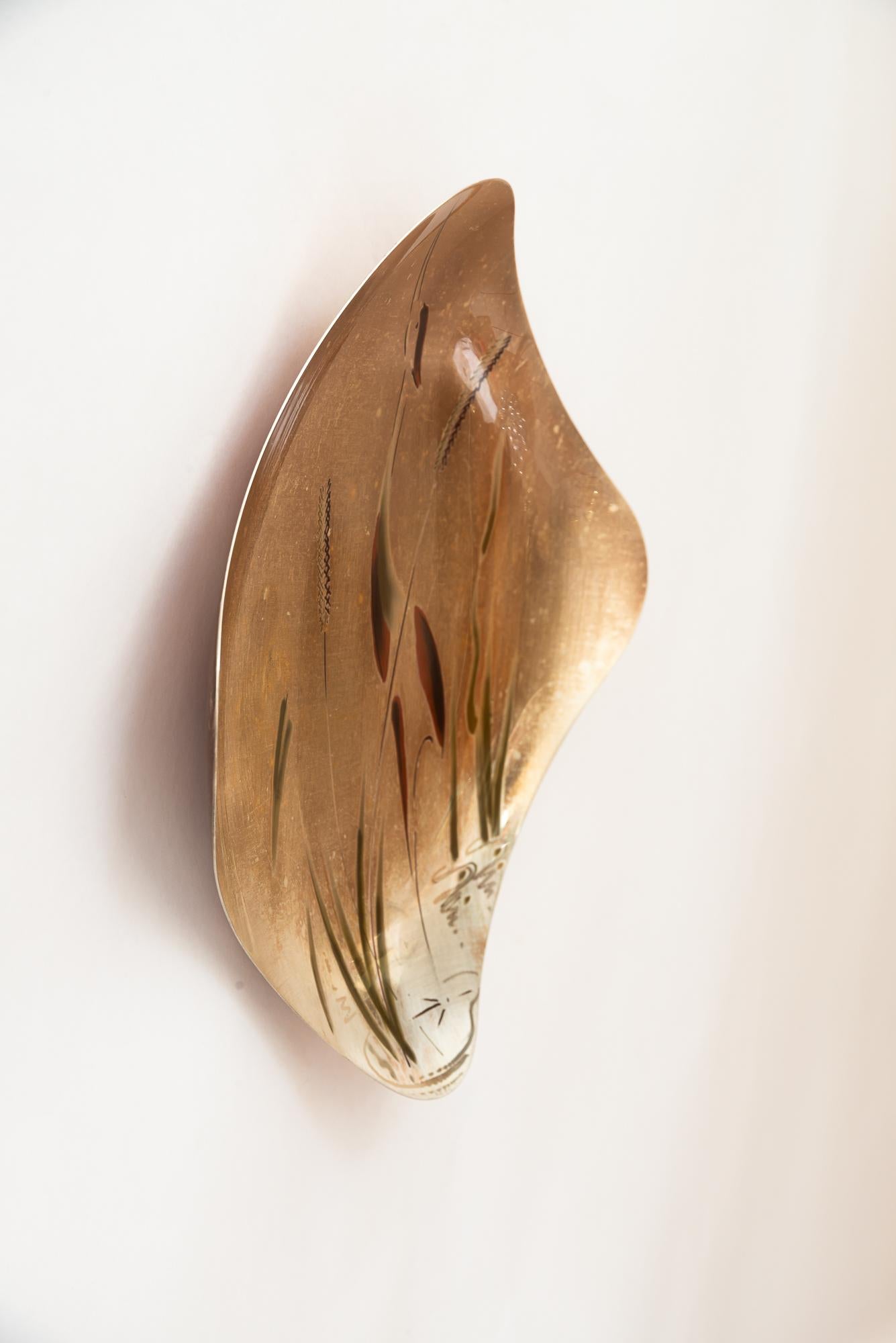 WMF brass painted wall plate around 1950s For Sale 4