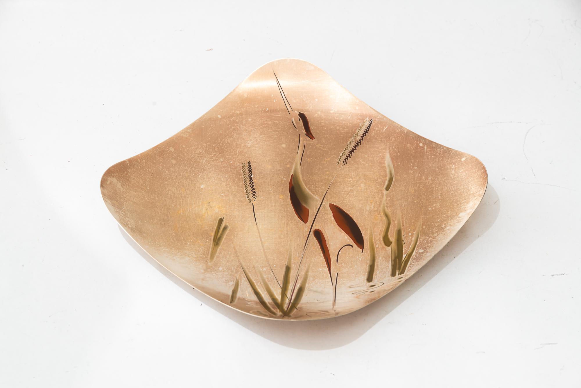 Mid-Century Modern WMF brass painted wall plate around 1950s For Sale