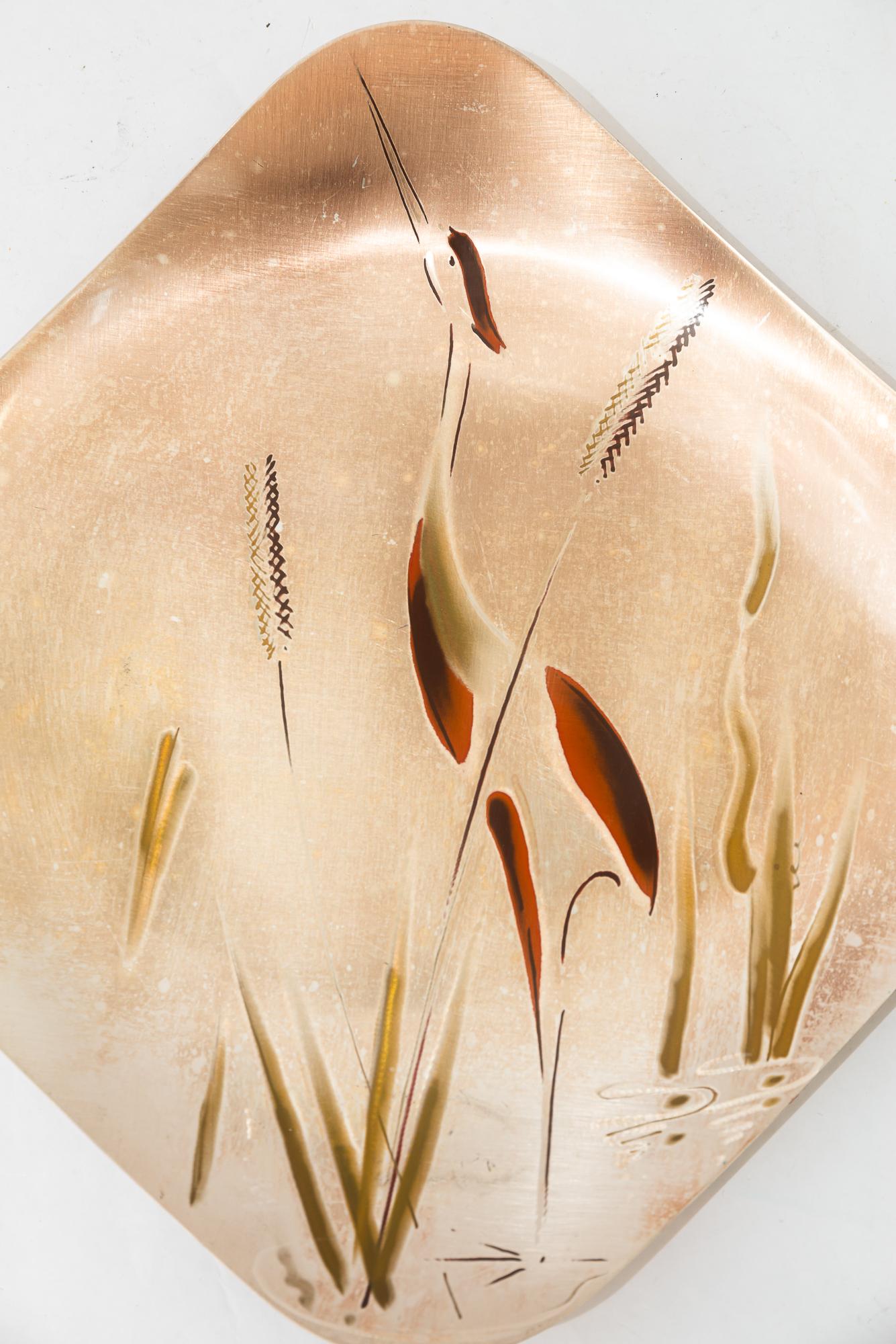 Painted WMF brass painted wall plate around 1950s For Sale