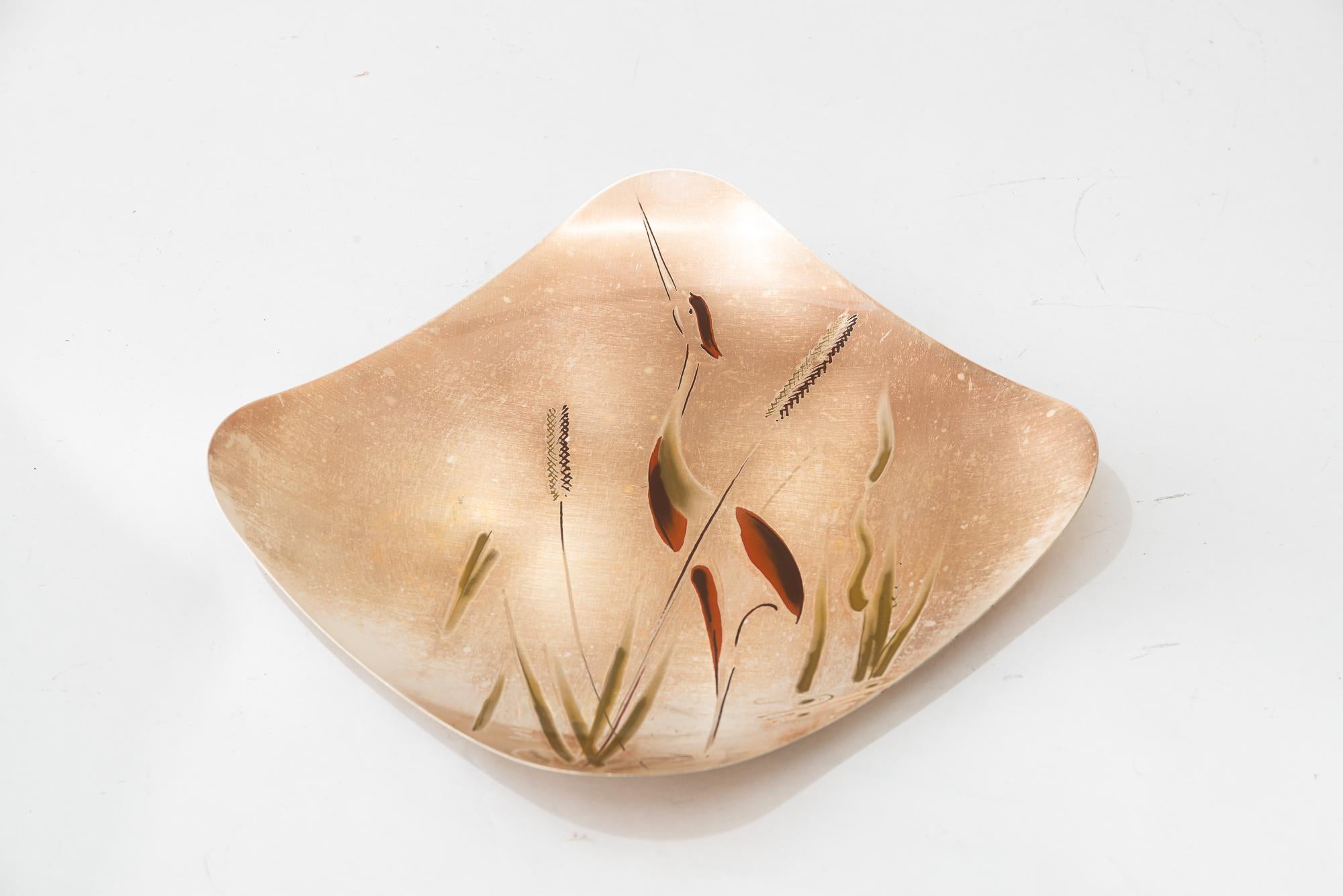 WMF brass painted wall plate around 1950s In Good Condition For Sale In Wien, AT