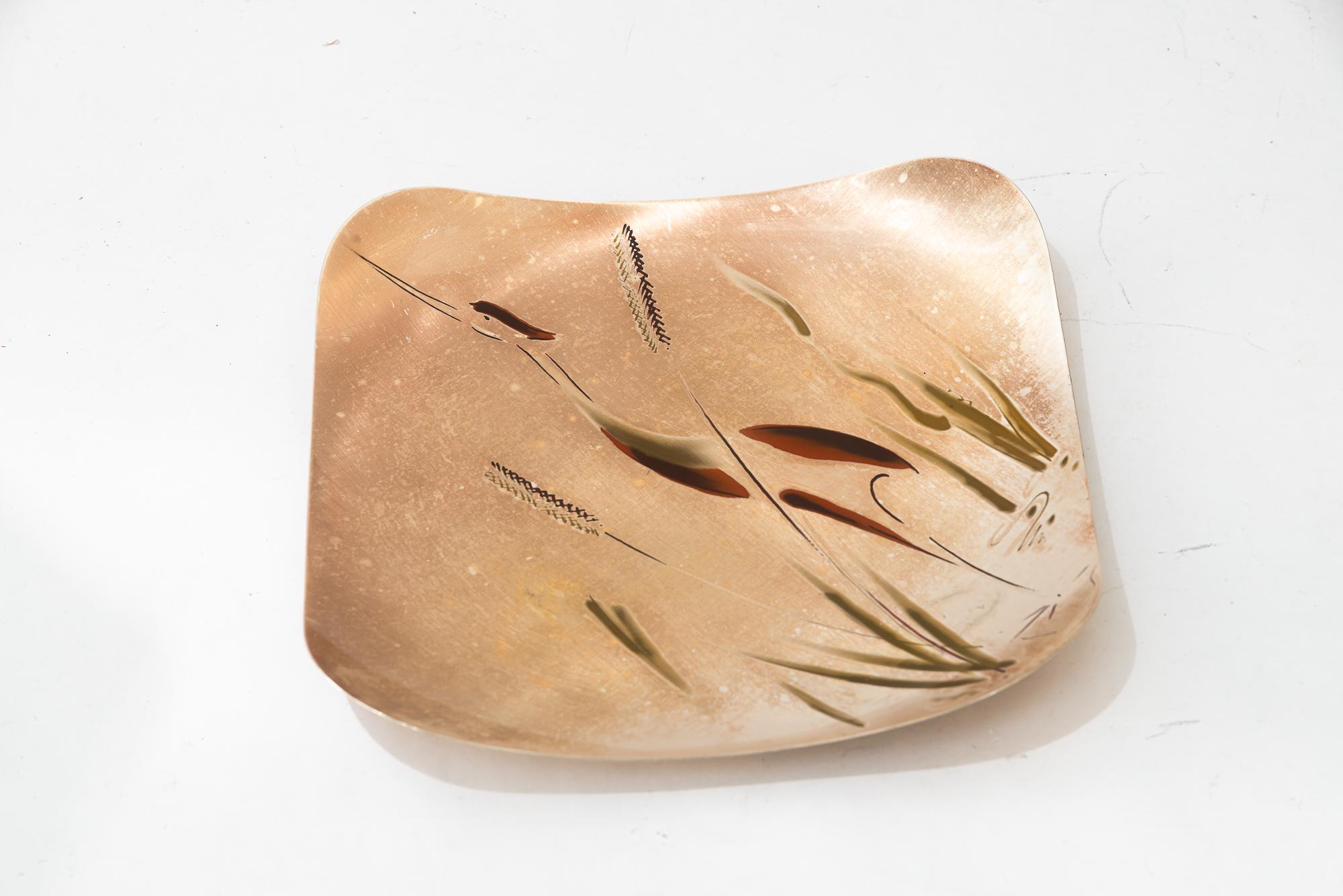 Mid-20th Century WMF brass painted wall plate around 1950s For Sale
