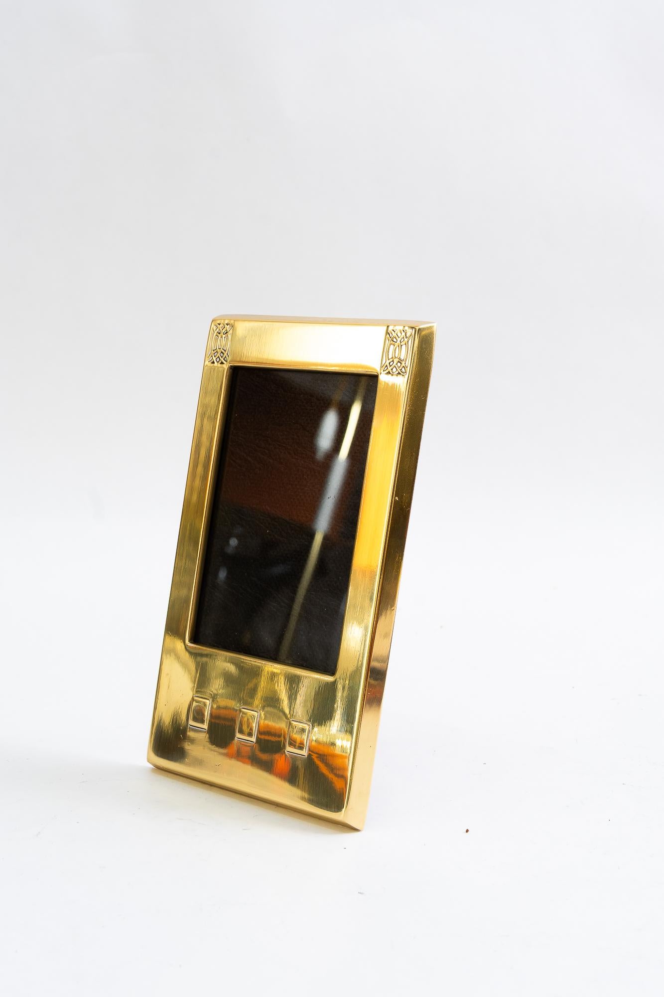 Art Deco WMF brass picture frame with glass vienna around 1920s ( marked by WMF ) For Sale