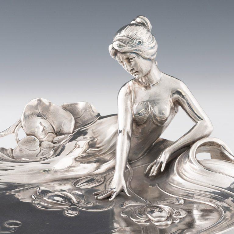 WMF Card Tray – Silver Plate Depicting a Woman c1905 For Sale 3