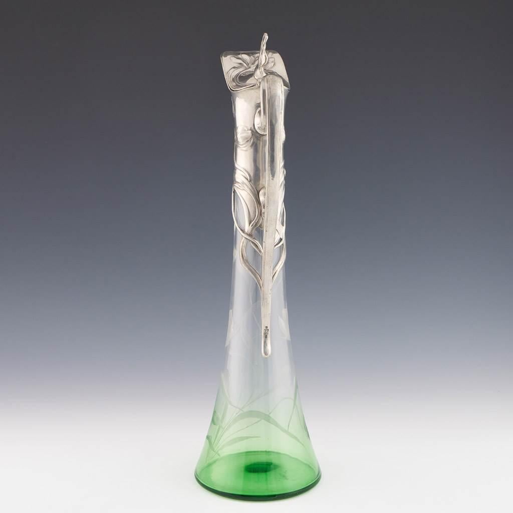 Art Nouveau WMF Claret Jug Glass c1905 For Sale