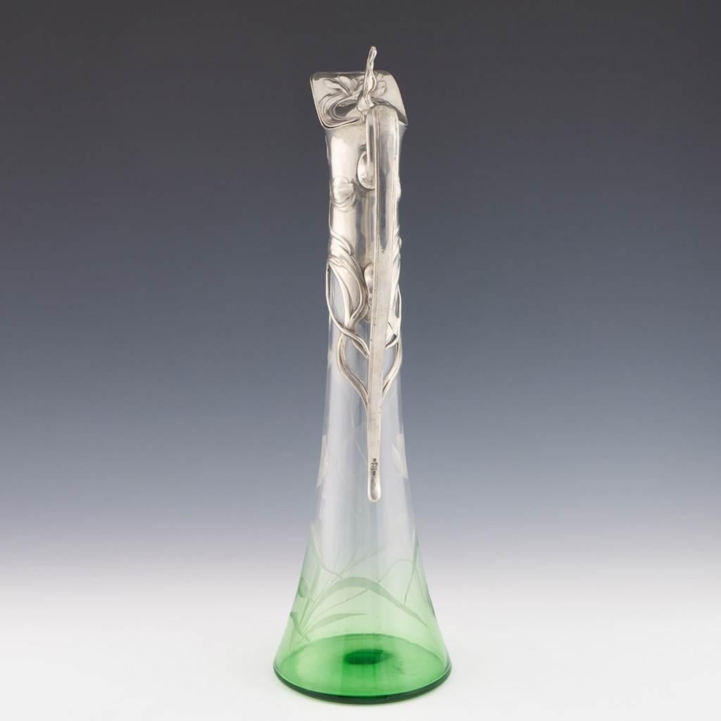 Art Nouveau Brocca di vetro WMF Claret c1905 in vendita