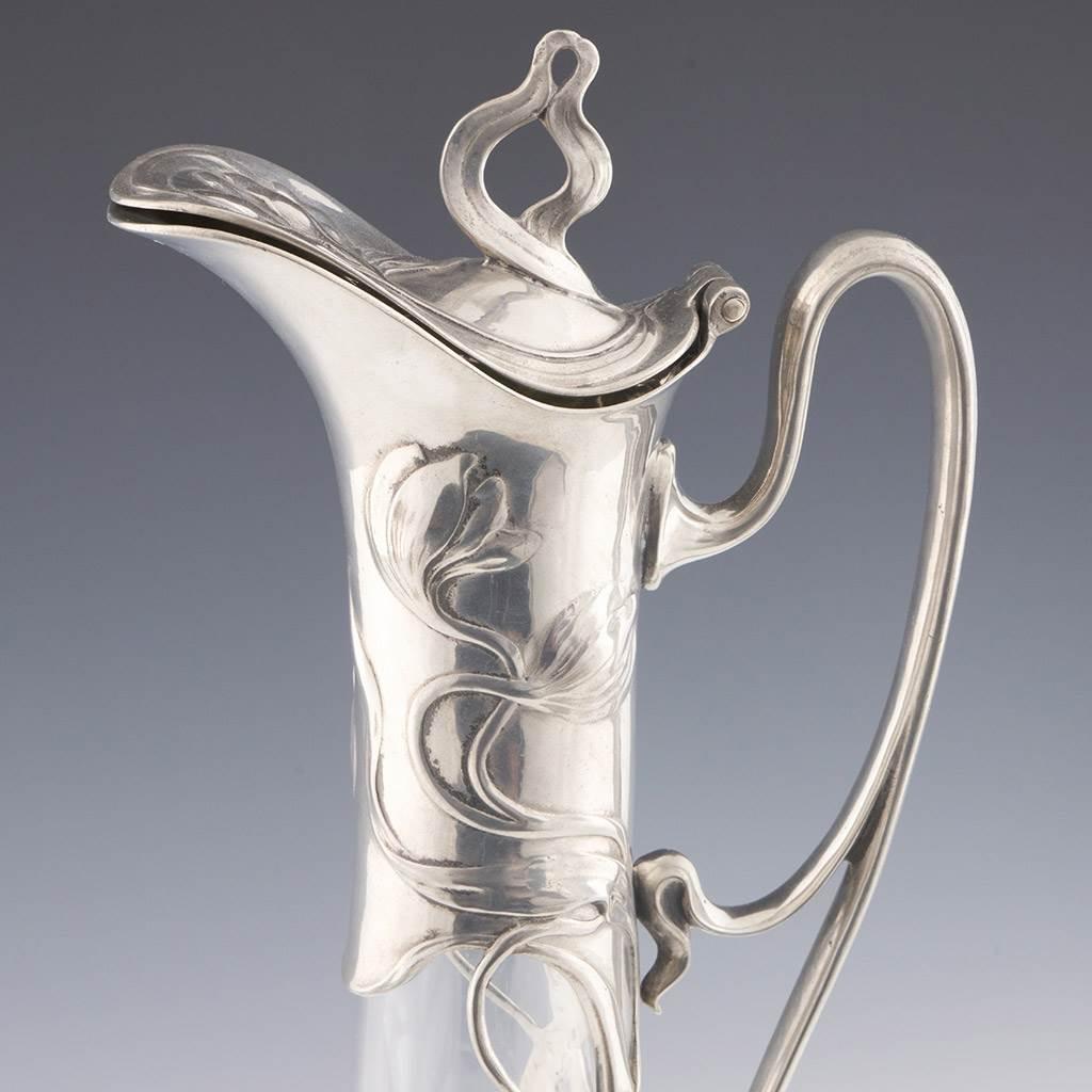 WMF Claret Jug Glass c1905 For Sale 1