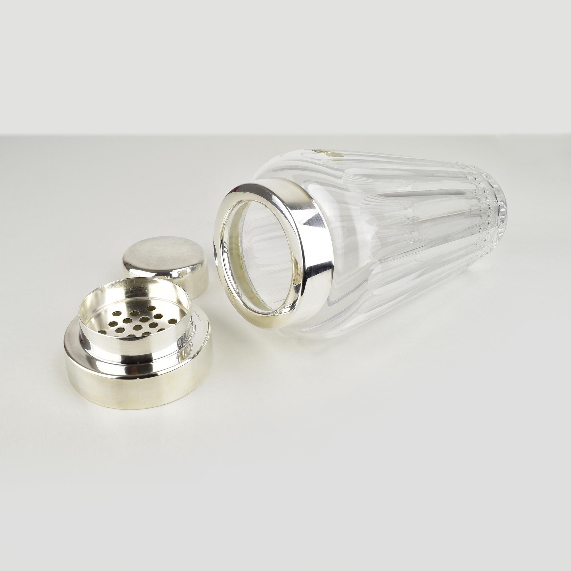 Metà XX secolo Shakers da cocktail WMF in cristallo tagliato e metallo argentato, articoli da bar moderni del Medio Secolo in vendita