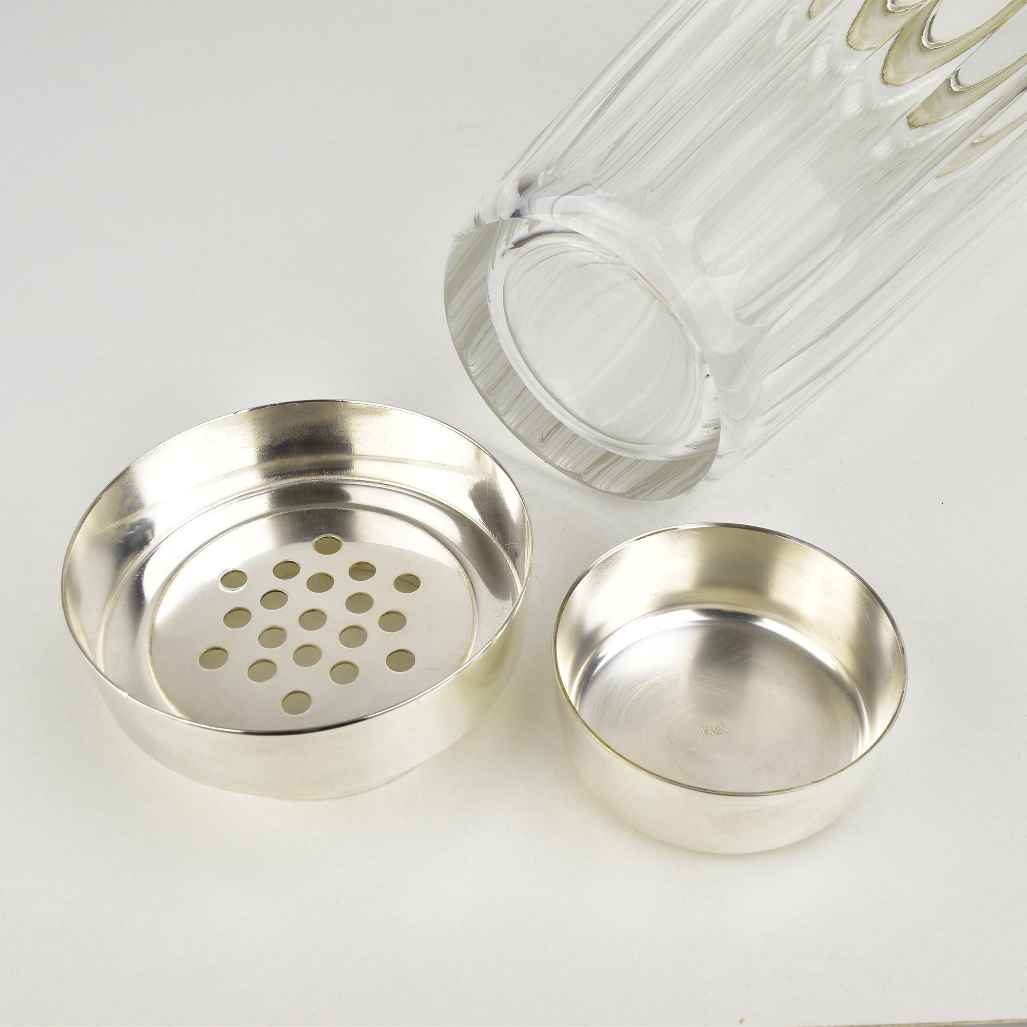 Placcato argento Shakers da cocktail WMF in cristallo tagliato e metallo argentato, articoli da bar moderni del Medio Secolo in vendita