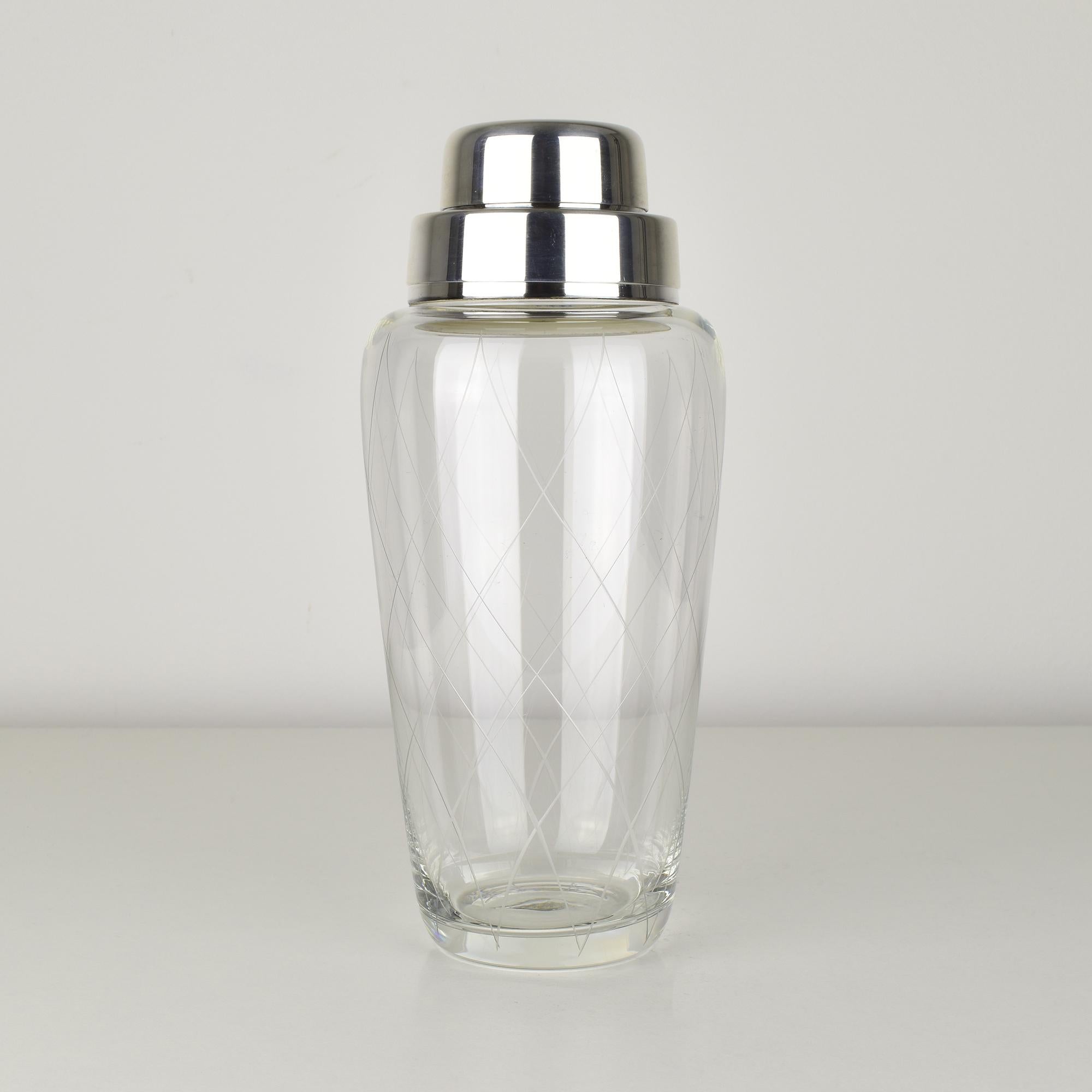 Mid-Century moderno Shakers da cocktail WMF in cristallo tagliato e metallo argentato Vintage Mid Century Barware