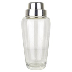 WMF Cocktail Shaker Cut Crystal & Silverplated Metal Vintage Mid Century Barware