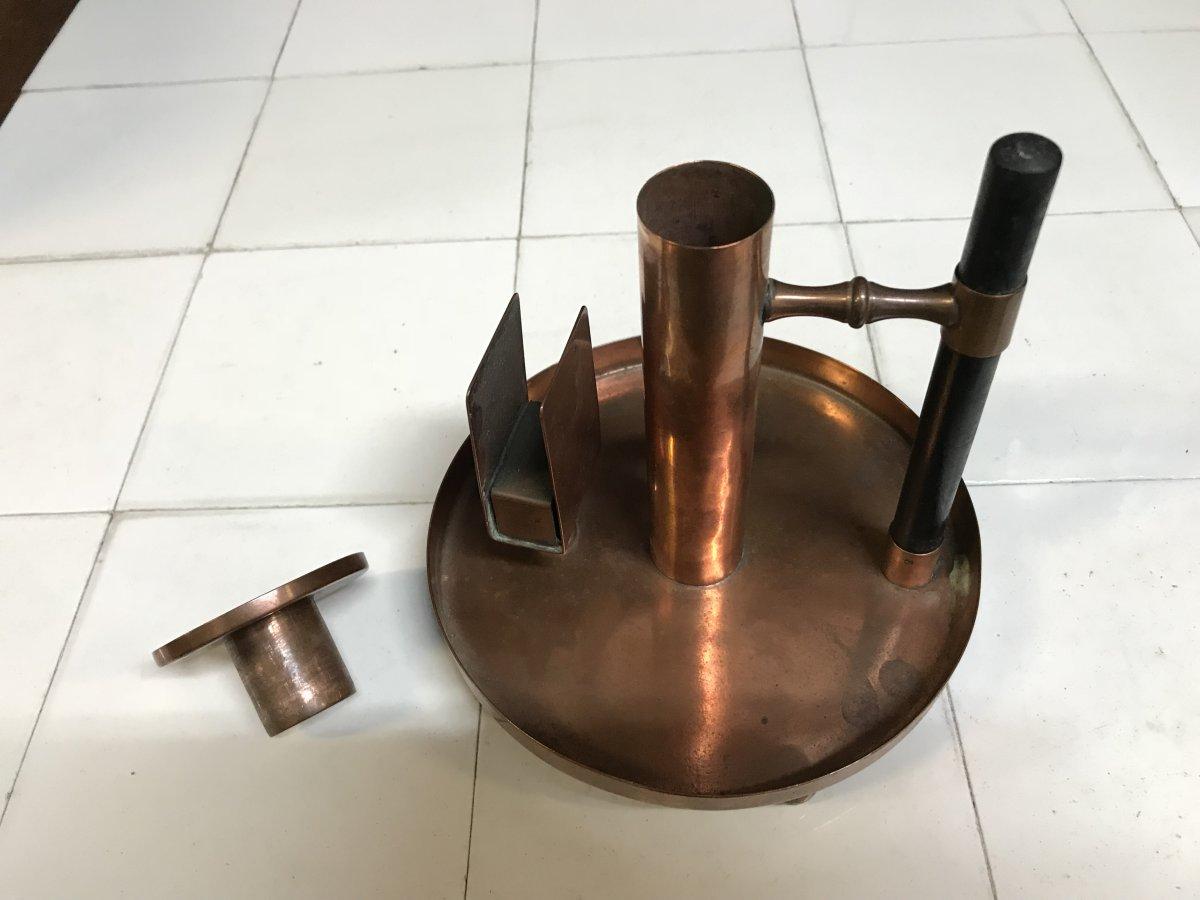 German WMF. An Aesthetic Movement Copper Chamber Candlestick in the Dr C Dresser Style For Sale