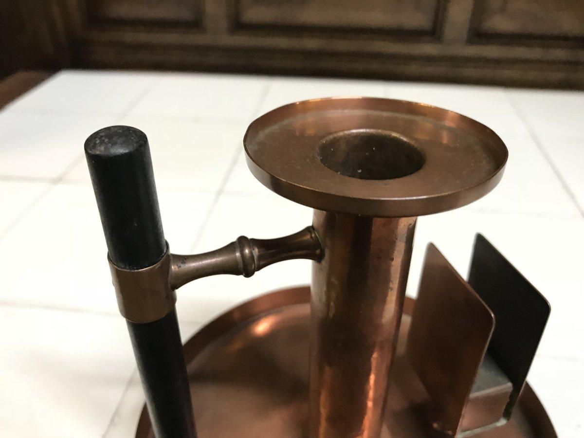 Hand-Crafted WMF. An Aesthetic Movement Copper Chamber Candlestick in the Dr C Dresser Style For Sale