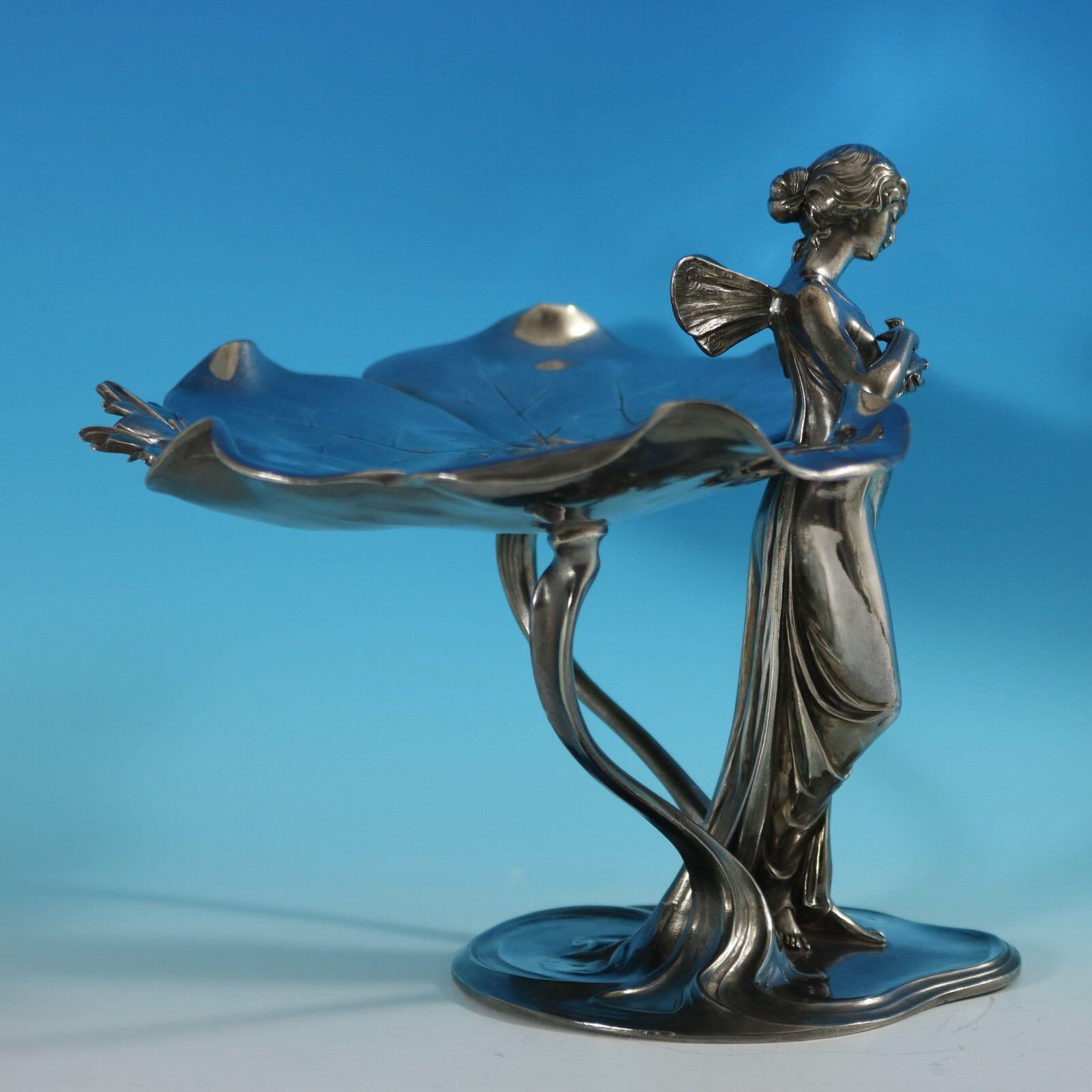 20th Century WMF Fairy With Dove, Lily Visiting Card Tray For Sale