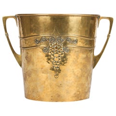 Antique WMF German Jugendstil Hammered Brass Twin Handled Ice Bucket