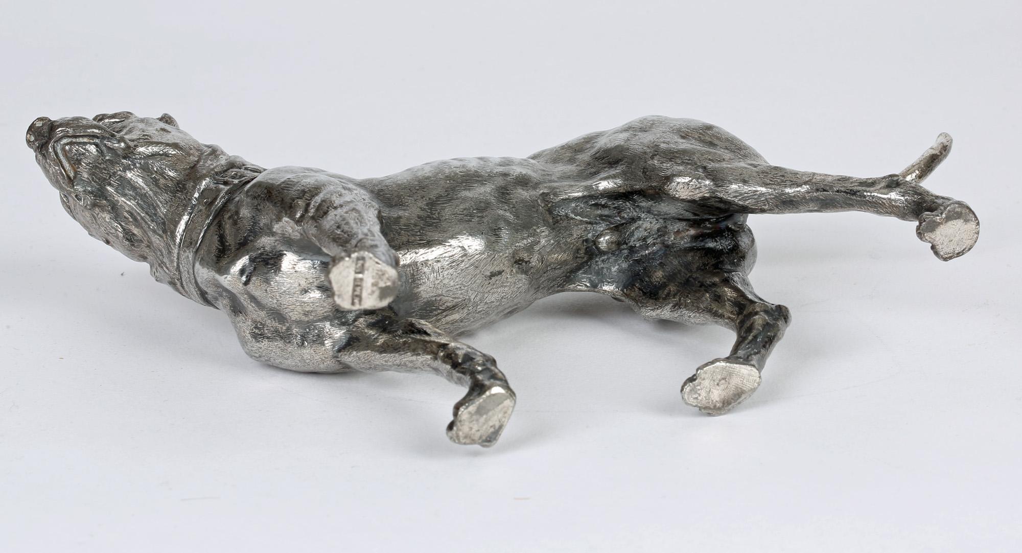 Early 20th Century WMF German Jugendstil Silver Plated Large Hound by Fritz Diller For Sale