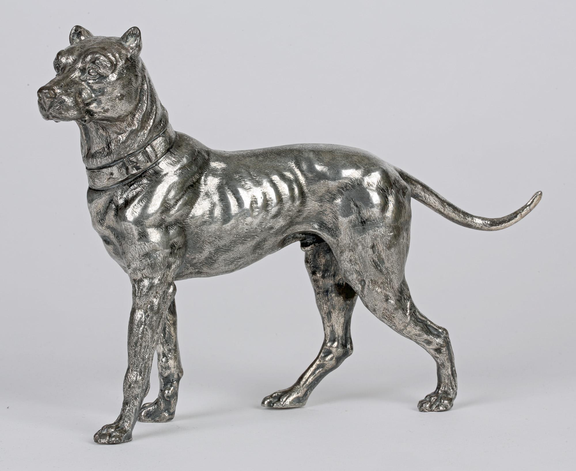 WMF German Jugendstil Silver Plated Large Hound by Fritz Diller For Sale 2