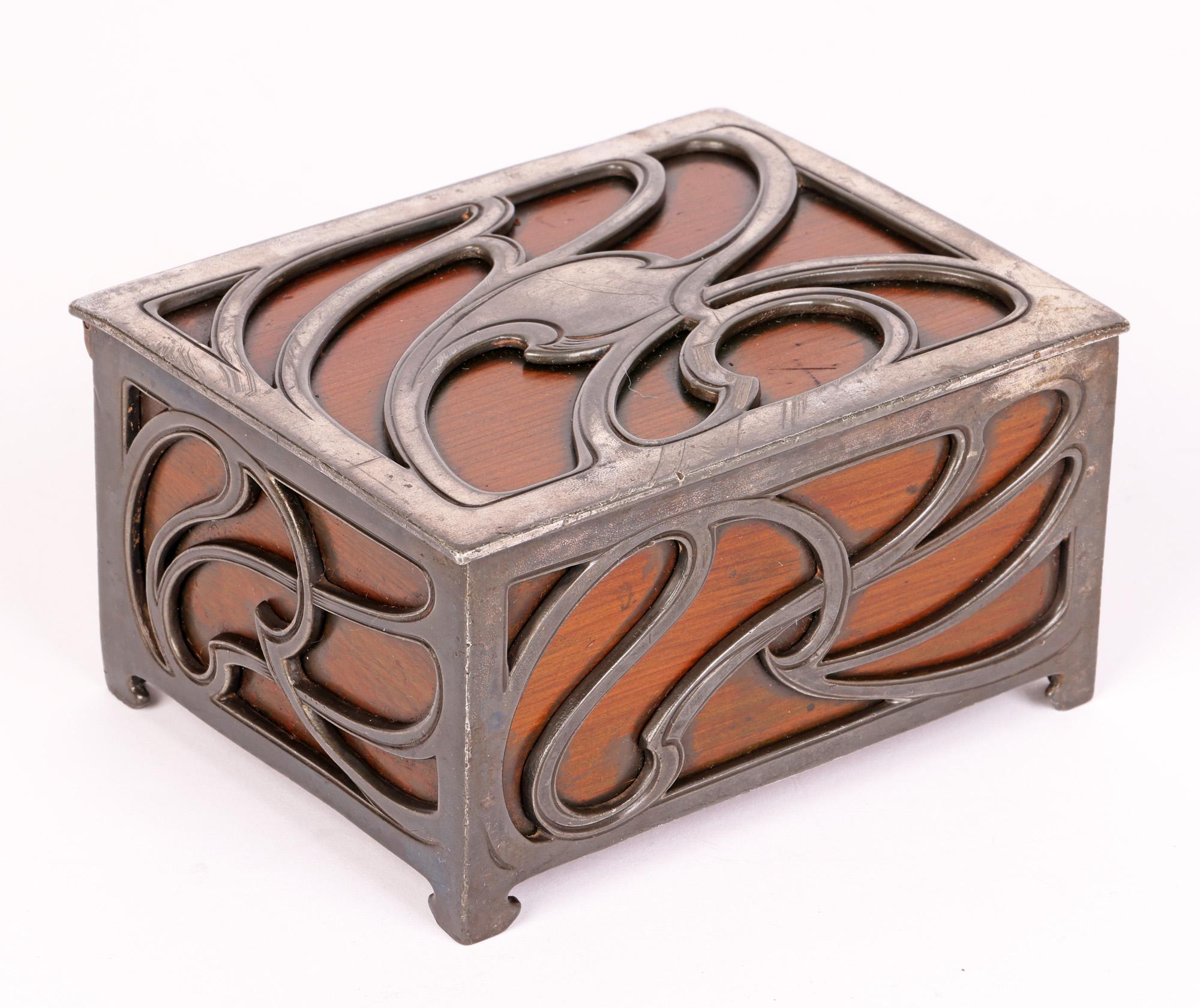 Hand-Crafted WMF German Jugendstil Silver Plated Scrollwork Wooden Box