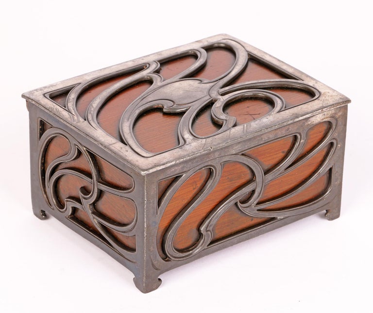WMF German Jugendstil Silver Plated Scrollwork Wooden Box For Sale at  1stDibs
