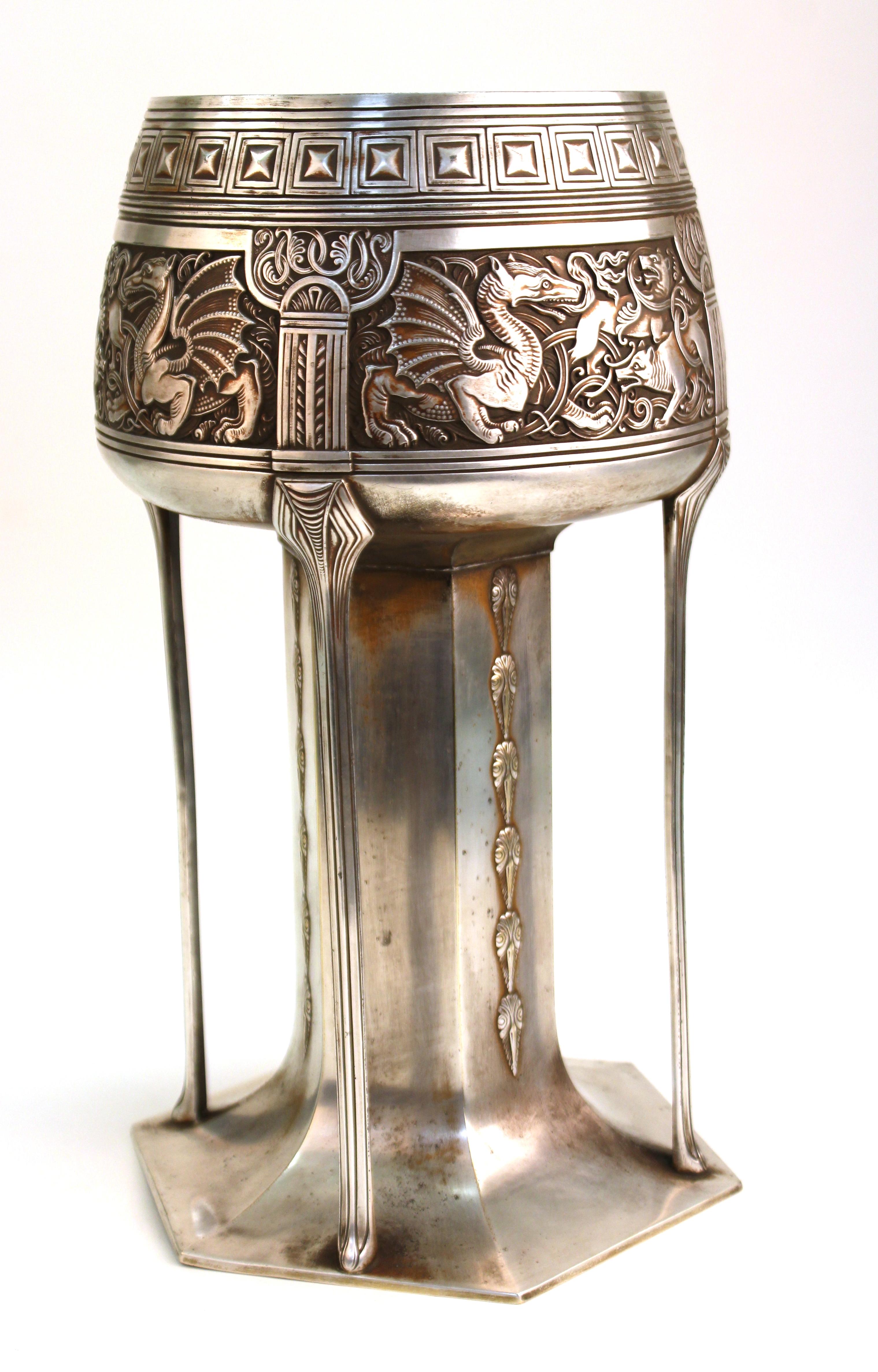 WMF German Jugendstil Chalice Vessel with Dragon Motif In Good Condition In New York, NY