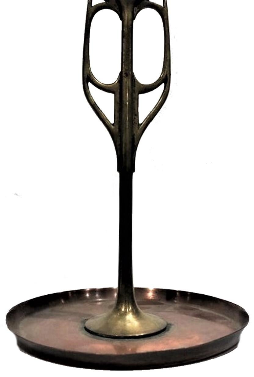 Cast WMF, German Jugenstil, a Pair of Copper & Brass Candlesticks, Ca. 1910 For Sale