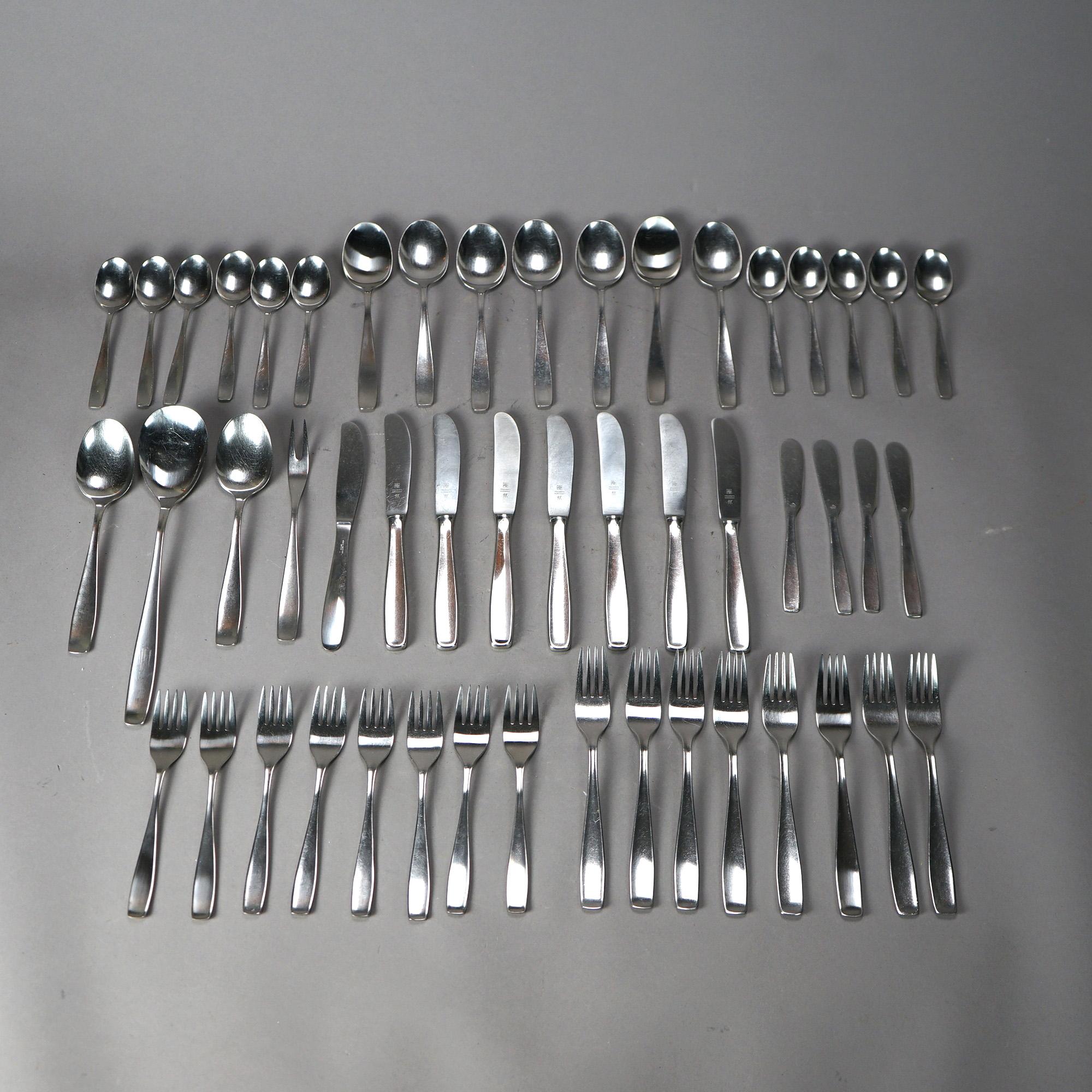 WMF German Mid Century Modern Stainless Steel Flatware, 49 Piece, 20th C In Good Condition In Big Flats, NY