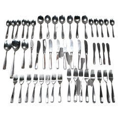 Retro WMF German Mid Century Modern Stainless Steel Flatware, 49 Piece, 20th C