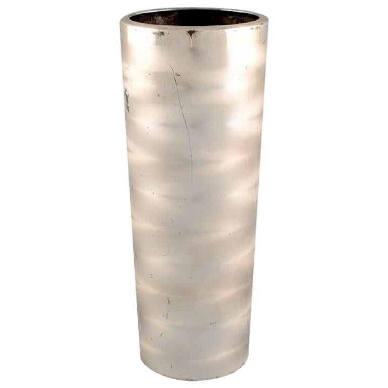 Wmf, Germany, Ikora Vase in Silver Plated Brass, Mid-20th Century