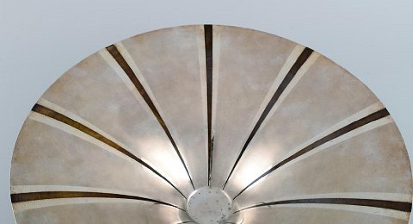 Mid-20th Century WMF, Germany, Large Art Deco Ikora Bowl in Plated Silver Inlaid with Brass