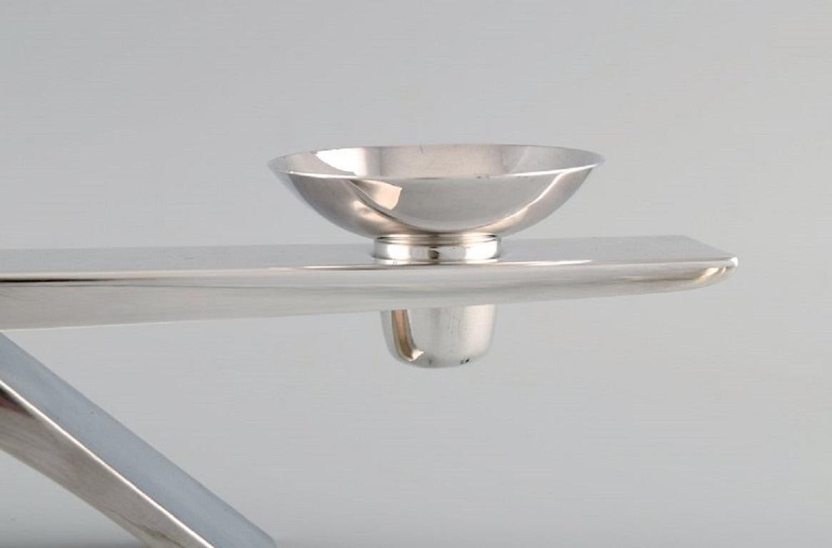 WMF, Germany, Modernist Ikora Candleholder in Plated Silver, Mid-20th Century In Excellent Condition For Sale In Copenhagen, DK
