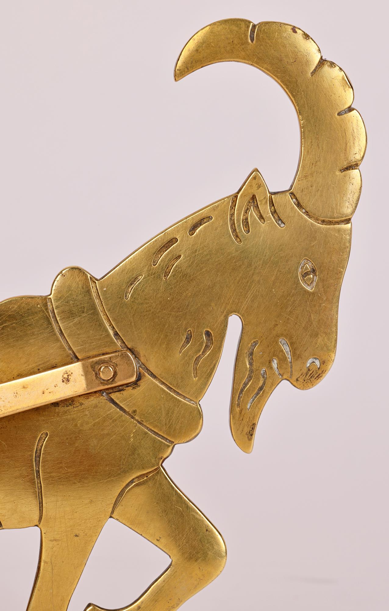 Portacandele WMF Ignatius Taschner Jugendstil in rame e ottone con capra e slitta in vendita 11