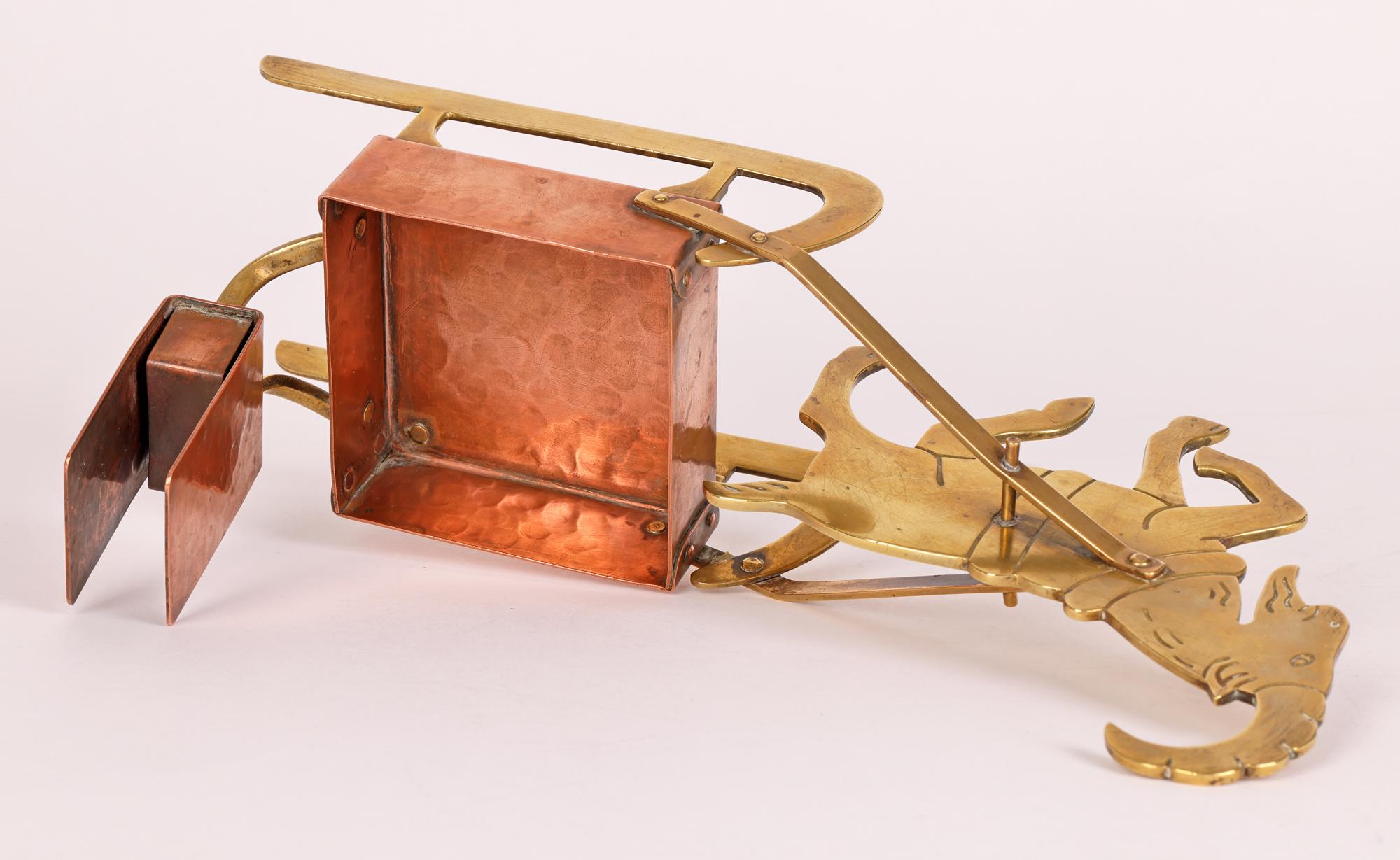 Hand-Crafted WMF Ignatius Taschner Jugendstil Copper and Brass Goat & Sleigh Candleholder