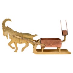 WMF Ignatius Taschner Jugendstil Copper and Brass Goat & Sleigh Candleholder