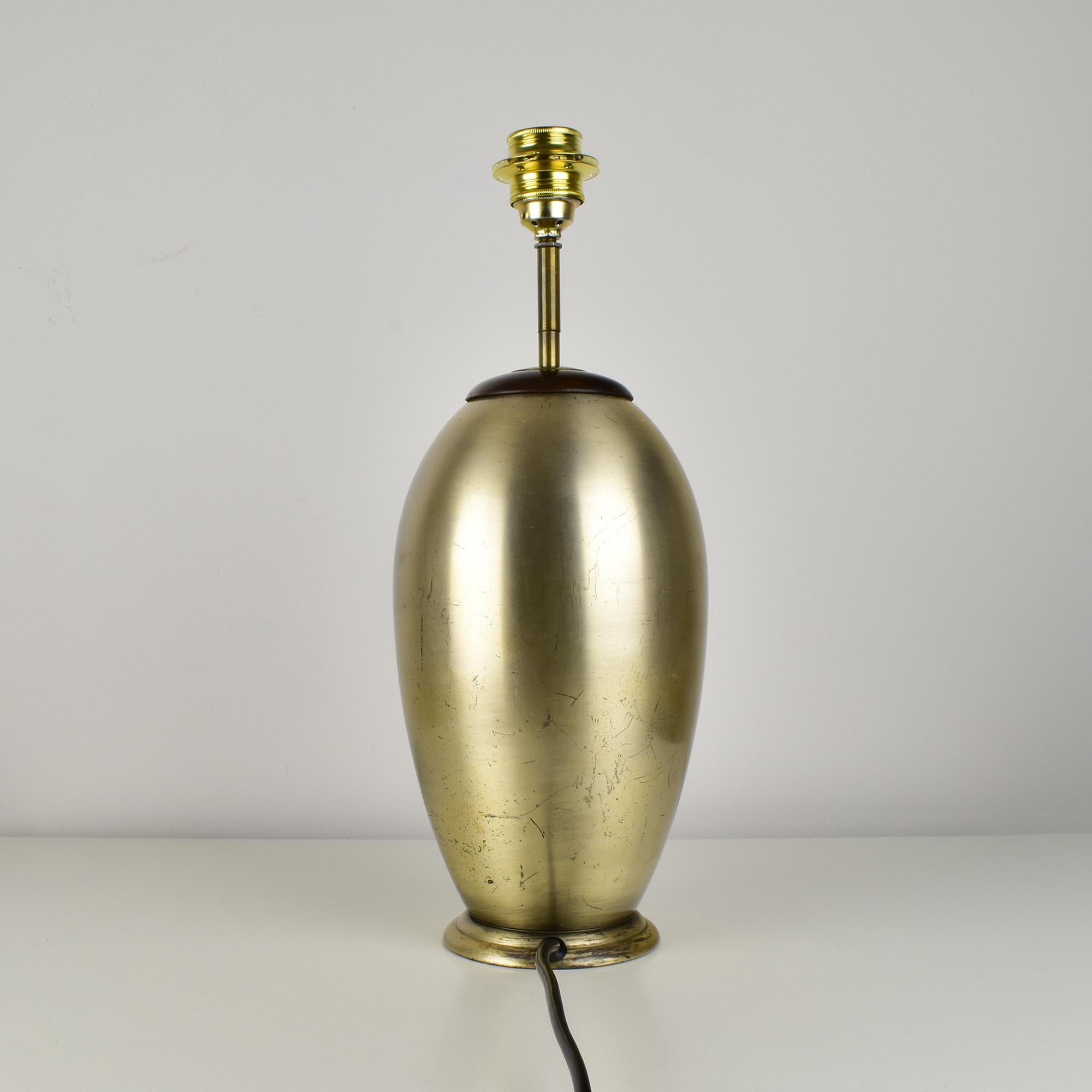 Hand-Crafted WMF Ikora Art Deco Table Lamp Patinated Pine Cone Pattern Dinanderie For Sale