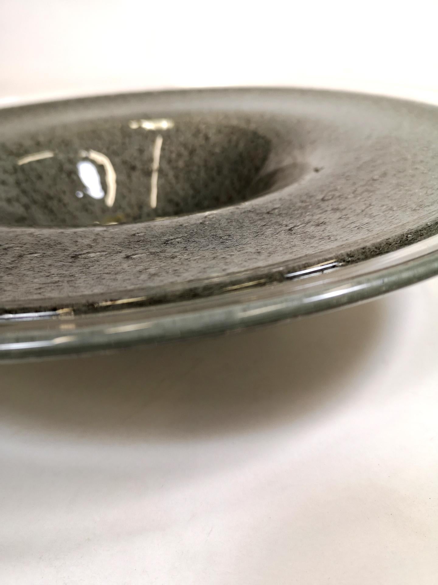 WMF Ikora Handmade Grey Crystal Bowl, 1970s In Good Condition For Sale In Budapest, HU