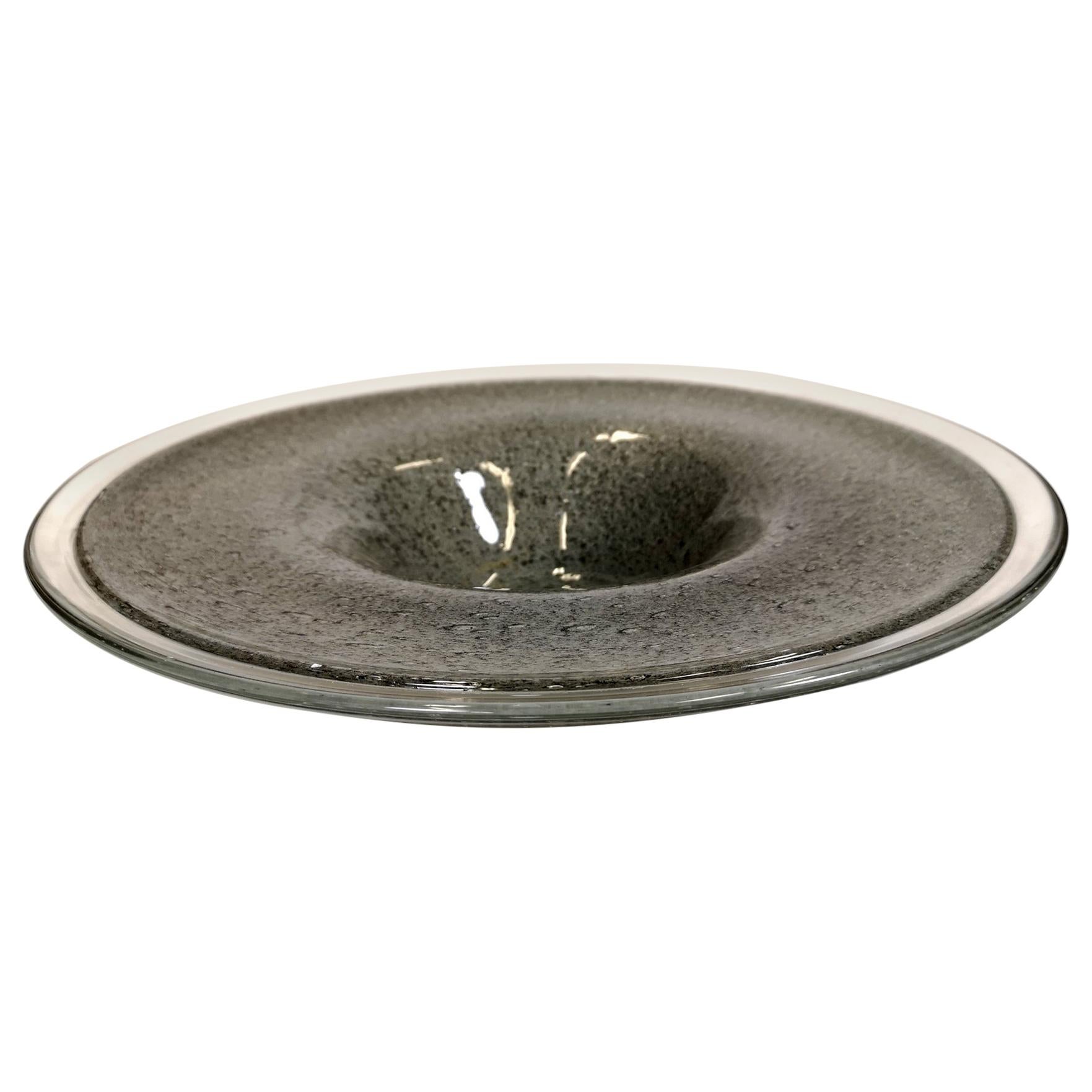 WMF Ikora Handmade Grey Crystal Bowl, 1970s For Sale