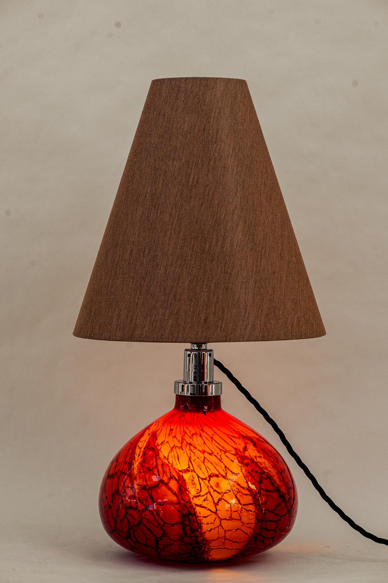 WMF Ikora Table Lamp Germany Around 1930s with Glass and Fabric Shade For Sale 7