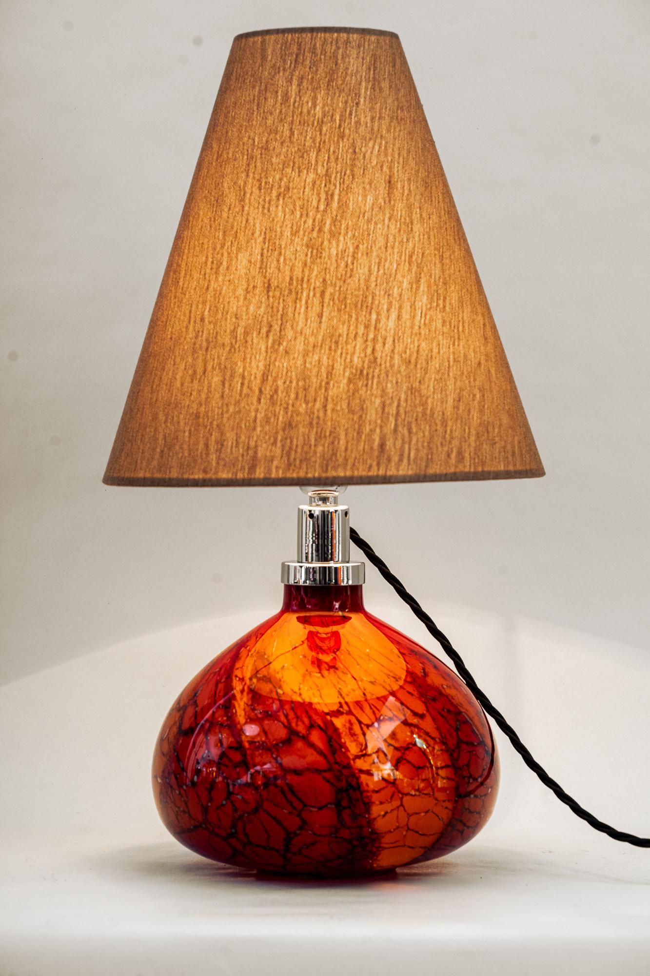 WMF Ikora Table Lamp Germany Around 1930s with Glass and Fabric Shade For Sale 1