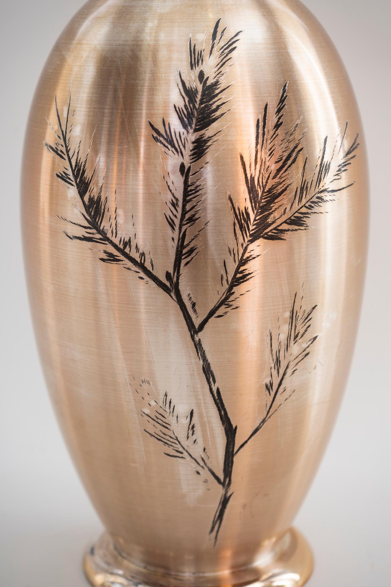 WMF Ikora vase Germany, circa 1930s.
Brass silvered and painted.
