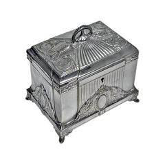 WMF Jewellery Box Jugendstil Secessionist Silver Plate, Germany, circa 1900